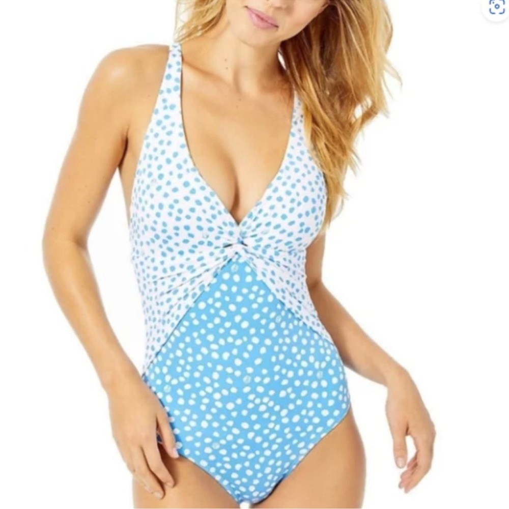 Lilly Pulitzer Blue and White Polka Dot Bathing Suit